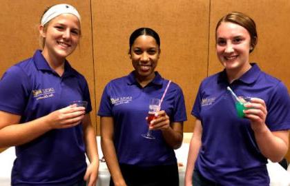 Three students participating in the Mocktail Mix-Off